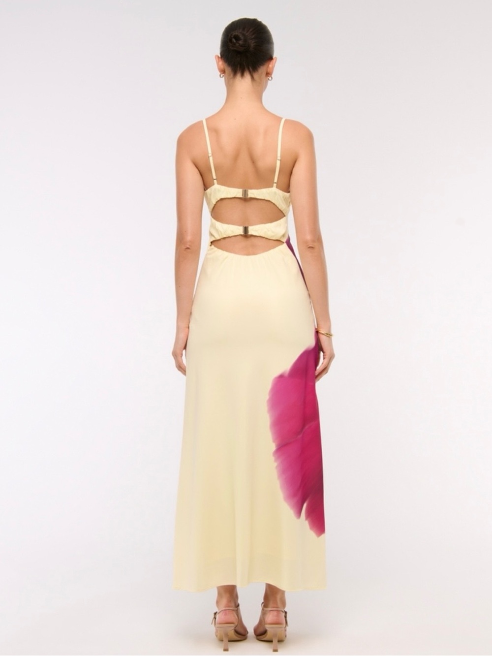 Abercrombie & Fitch Cream Maxi Dress with Pink Floral Detail